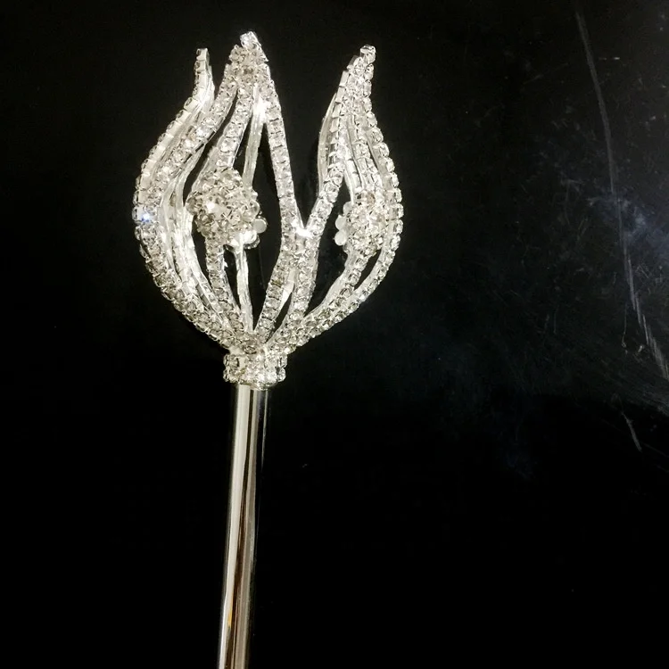 Free customized silver diamond queen wand gold Beauty tiara pageant rhinestone winner scepters