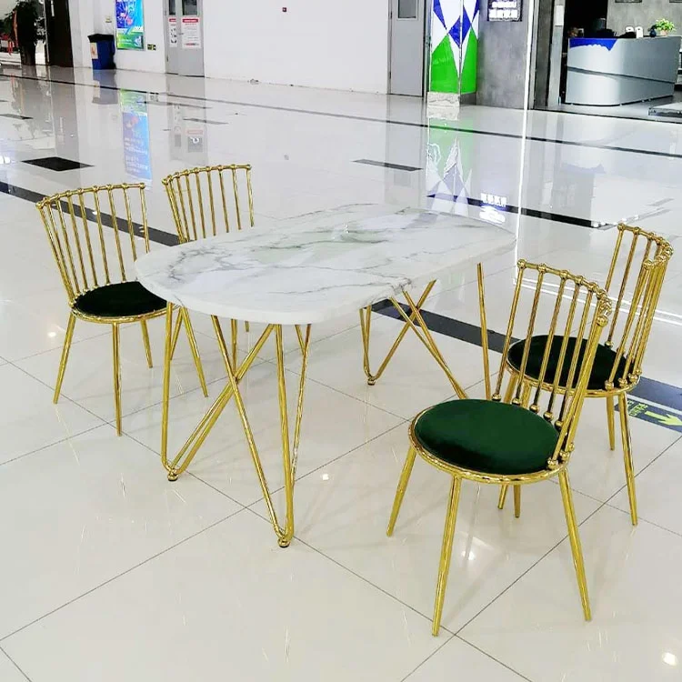 High Quality Product Marble Table Top Dining Table Dinning Room Home Furniture Marble Top +stainless Steel Legs Modern Furniture