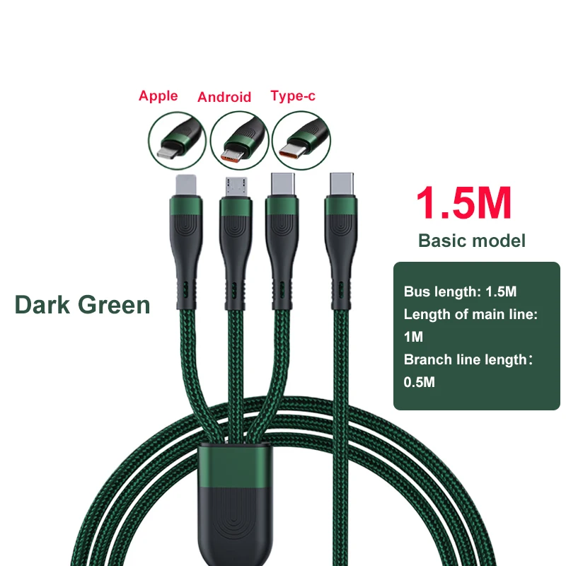 100 W Fast Charging Mobile Phone Data Cable Super Fast Charging For Apple 5V/2A  Micro(5V/52A) TYPE-C 11V/6A MAX