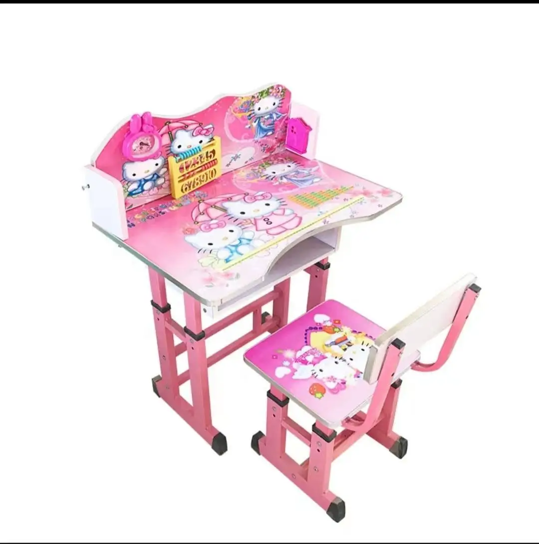 High Quality China 40 Degree Tilt Kids Desk Chair Set Green Study Kids Table Chairs Book Stand with Adjustable Height Made Wood