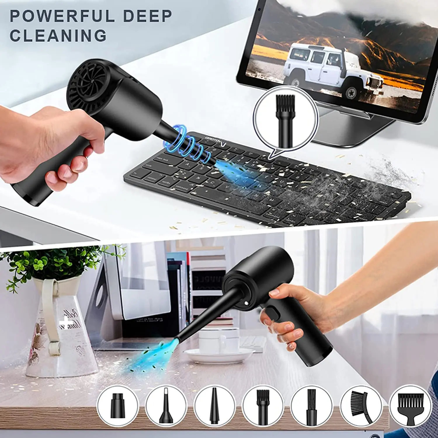 Air Duster 51000rpm Rechargeable Keyboard Cleaning Kit Computer Car Household Dust Removal Compressed Air Can Cleaner