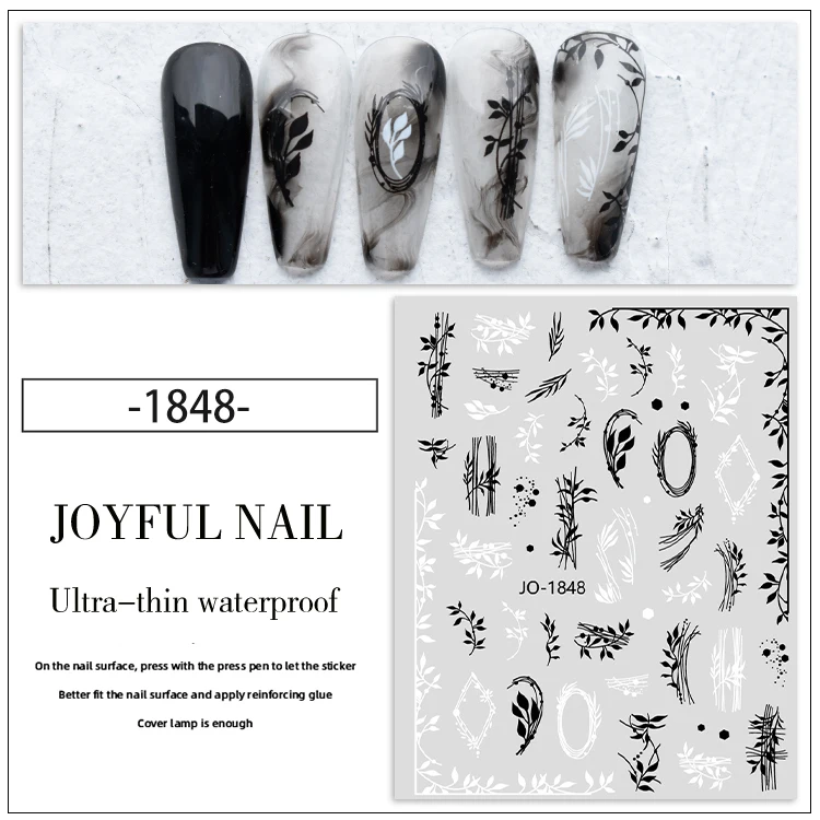 3D nail stickers hand-painted rose Crocodile cross stickers nail art decorative stickers