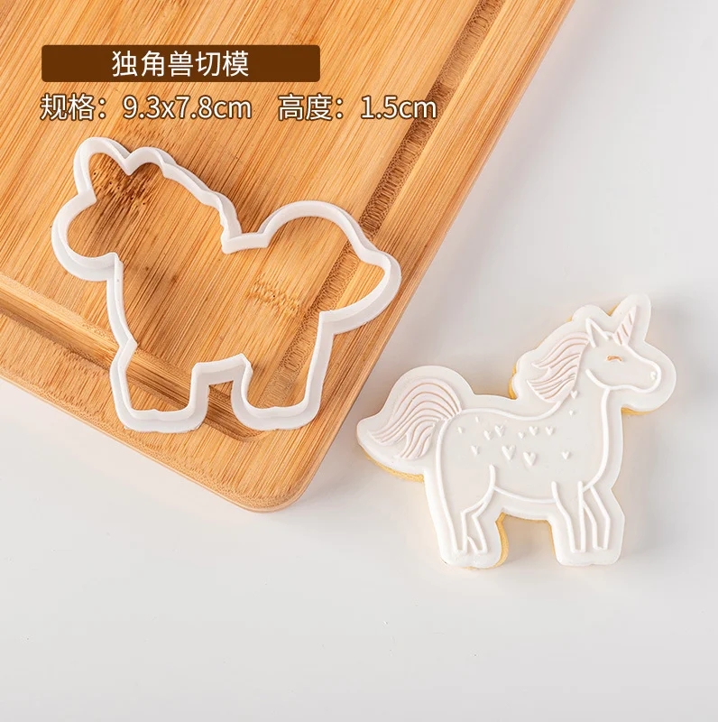 New cookie tool Cartoon unicorn princess carriage castle fondant biscuit mold acrylic embossing mold plastic cookie cutter