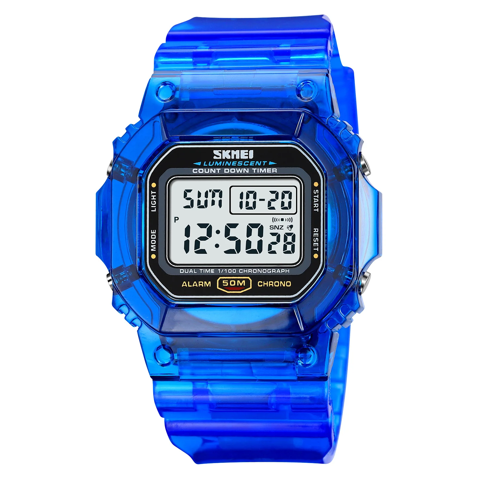 Skmei 1999 reloj LE легкие часы 50 м водонепроницаемые Прозрачные мобильные СВЕТОДИОДНЫЕ дисплей цифровые спортивные наручные для мужчин и женщин