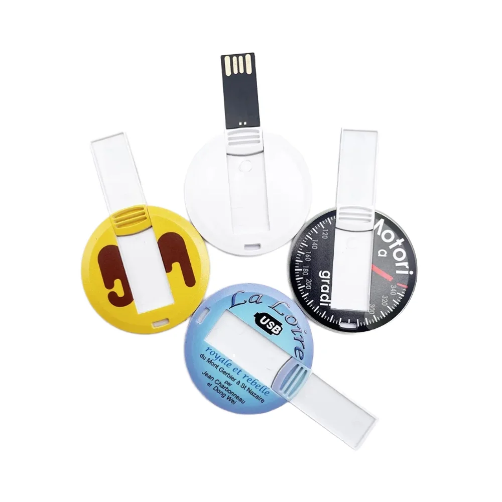 Customized Round Business Card  Pen Thumb Drive Promotional Company Gift USB 2.0 Pendrive memory 128gb~128MB usb flash drives