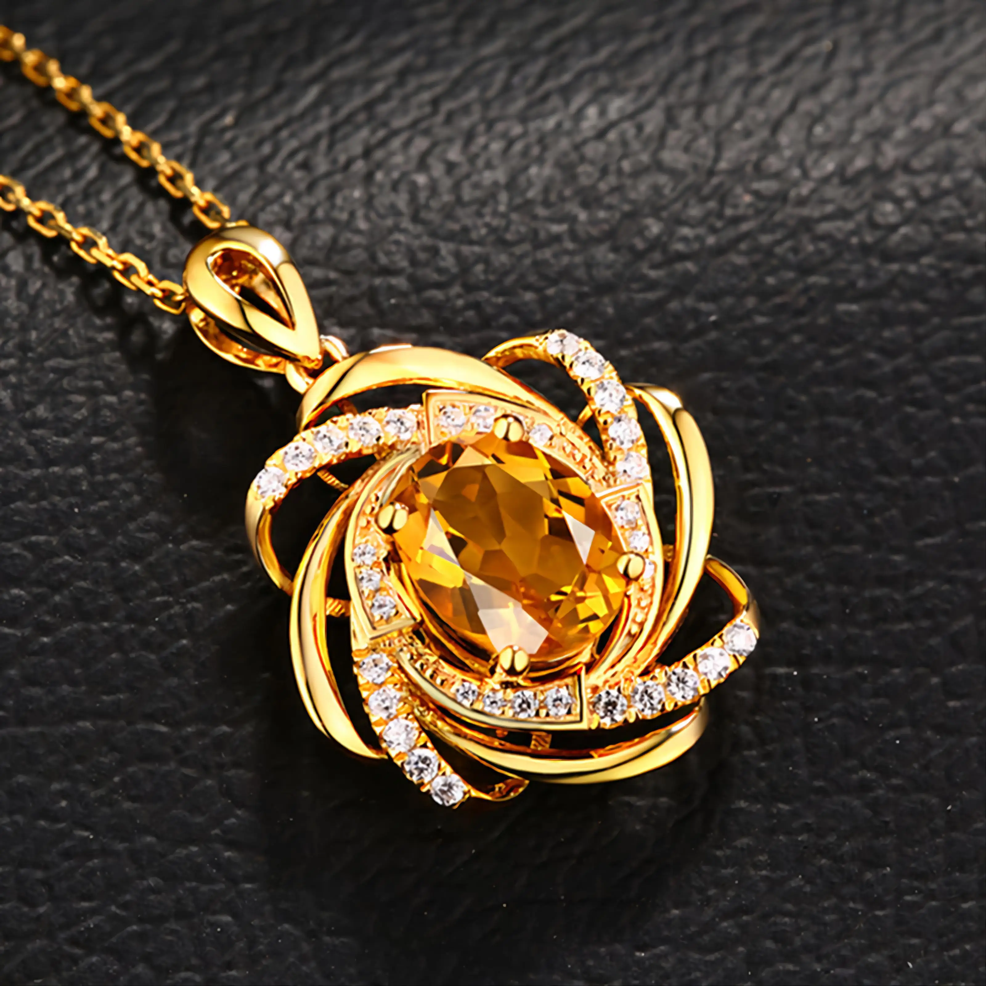 DUYIZHAO Jewelry Pendant Necklace Wholesale Female Niche Design Fashion Flower Sapphire Clavicle Chain Accessories