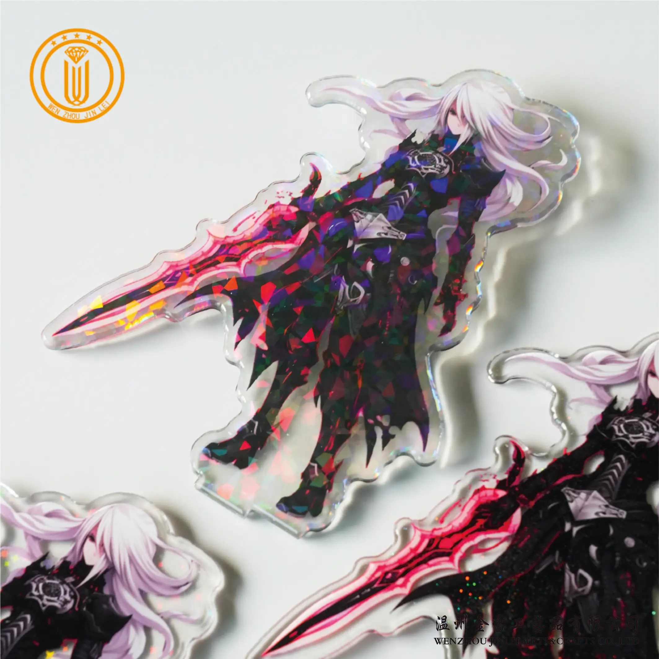 Jinlei сделать свой собственный акриловый брелок пластиковый дизайн сделай сам на заказ прозрачный голографический напечатанный логотип аниме Шарм