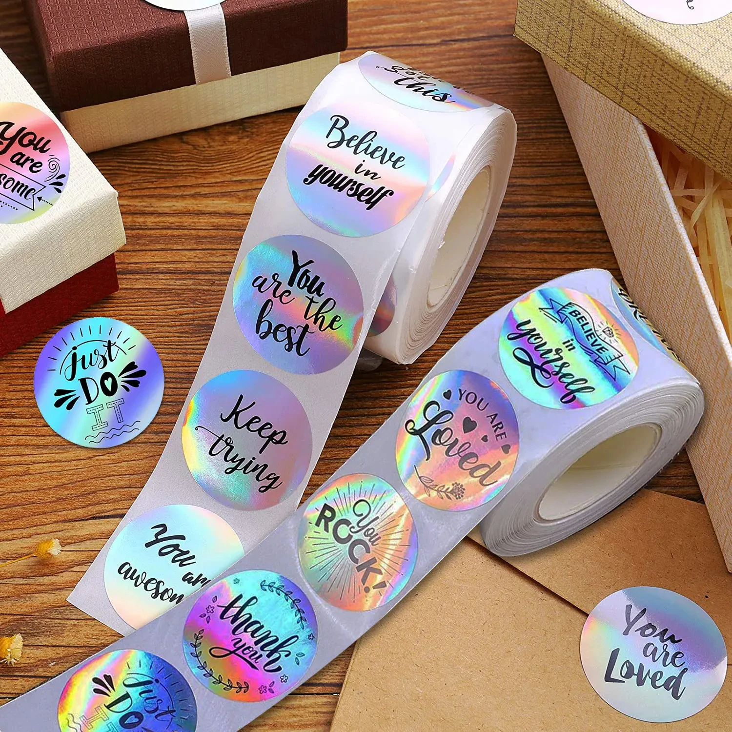 Custom Printed Labels Roll Synthetic Paper Adhesive Round Logo Sticker Thank You Label Tags For Small Business Logo