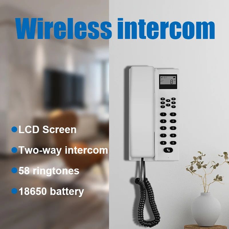 433MHz Audio Intercom Phone Wireless Telephone Secure Handsets Extendable Long Range For Home Warehouse Office Factory Hotel