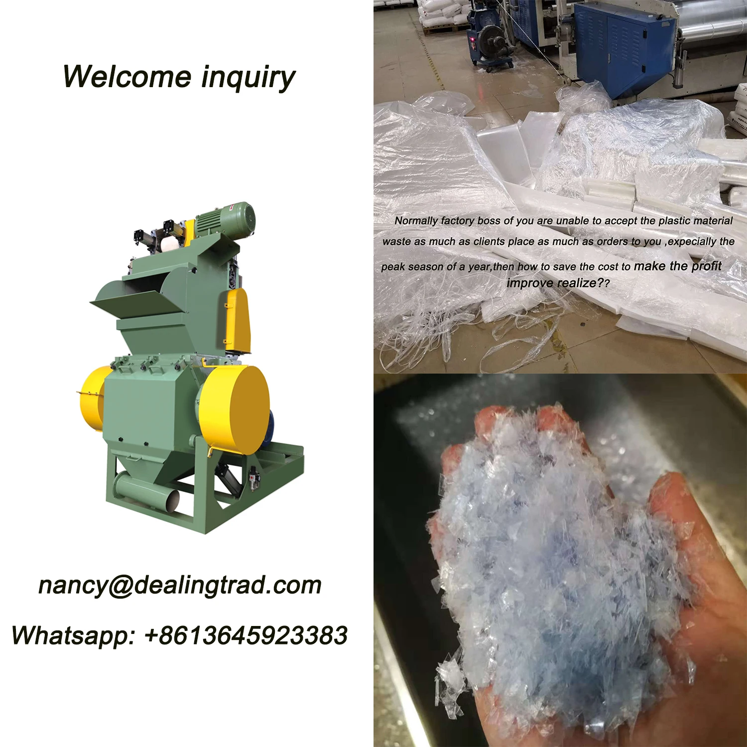 Plastic recycling crushing machine