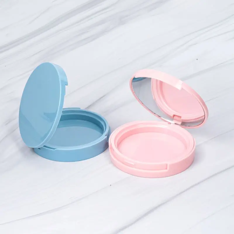RTS 10g hot sale luxury Custom mini cosmetic  Plastic Round  Press Powder Compact Case packaging