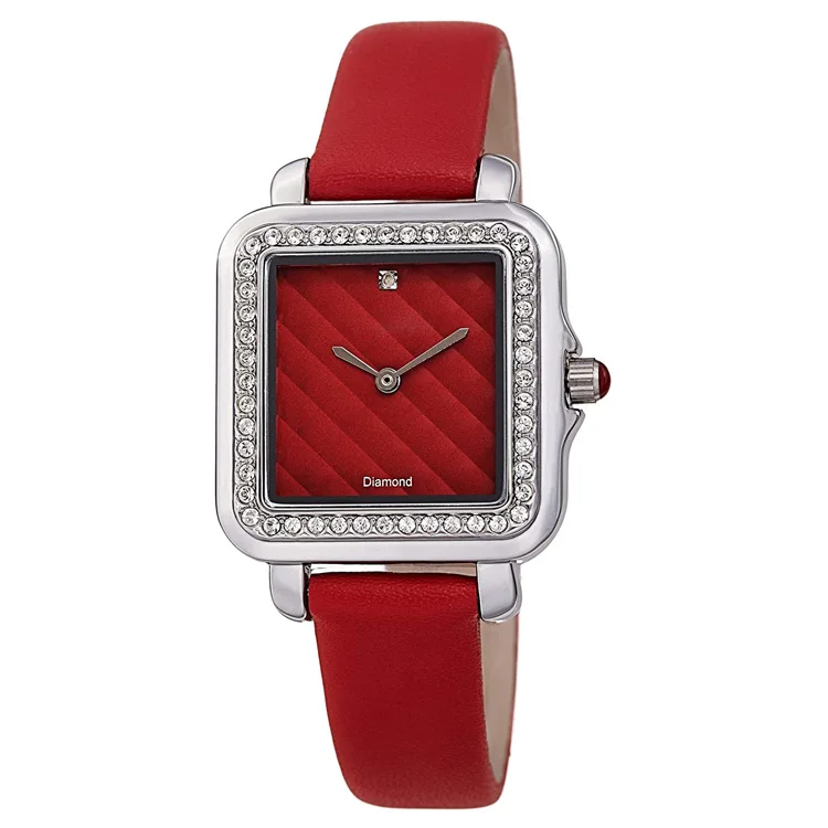 
Luxury Crystal Bezel 24k Gold Plating Ladies Dress Female Women Stylish Quartz Square Watch 