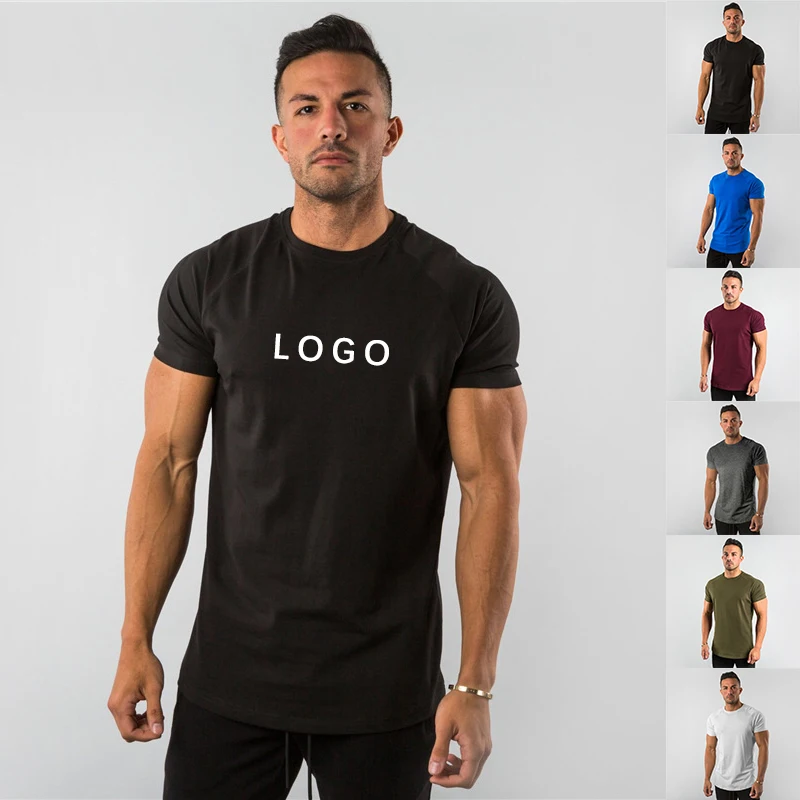 Bulk Wholesale Custom Design Oem  Crew Neck Slim Fit Shirt Cotton Men Sportswear Gym Big Short Sleeve T Shirt