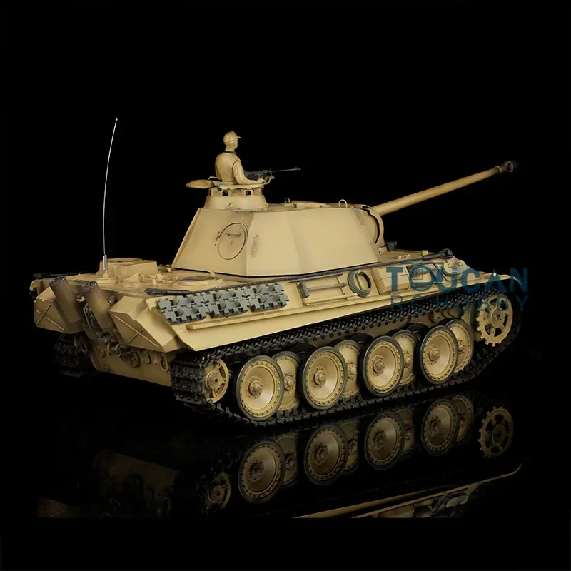 heng long rc tank 1/16 yellow 7.0 upgraded man panther g rtr 3879 metal tras for boys toys