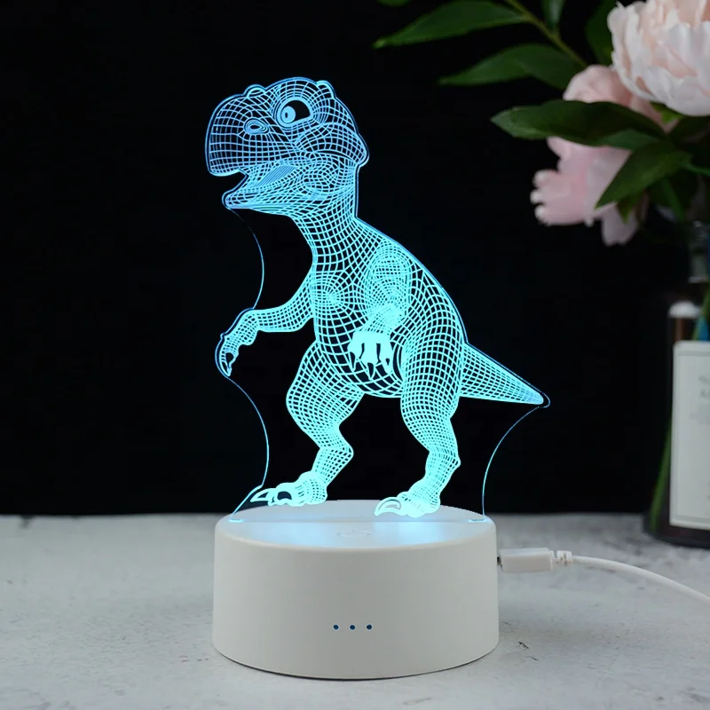 Illusion acrylic panel 3D LED Night Light Base with Battery and USB Dual-purpose 3D Lamp