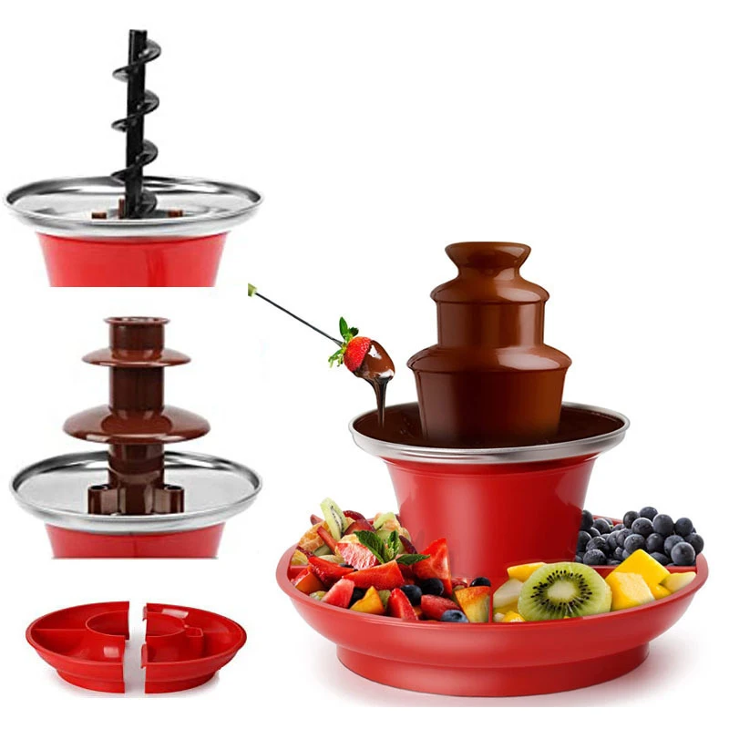 Three Layer Chocolate Fountain Machine Automatic Melting Tower Waterfall Hotpot Melting Machine Baking Spray Tower Crane