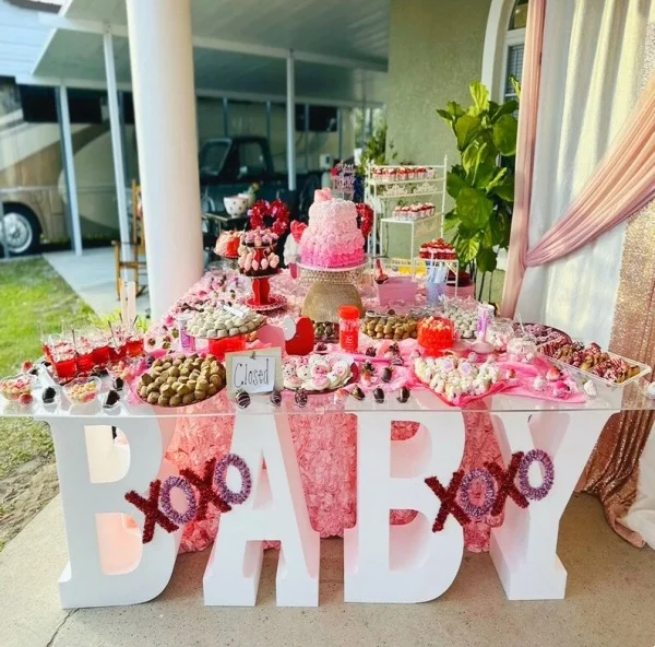 Custom Oh Baby Shower Self Free Standing Logo Sign 3D Foam Letters Table Base Numbers Birthday Party Decor Floating Large Event