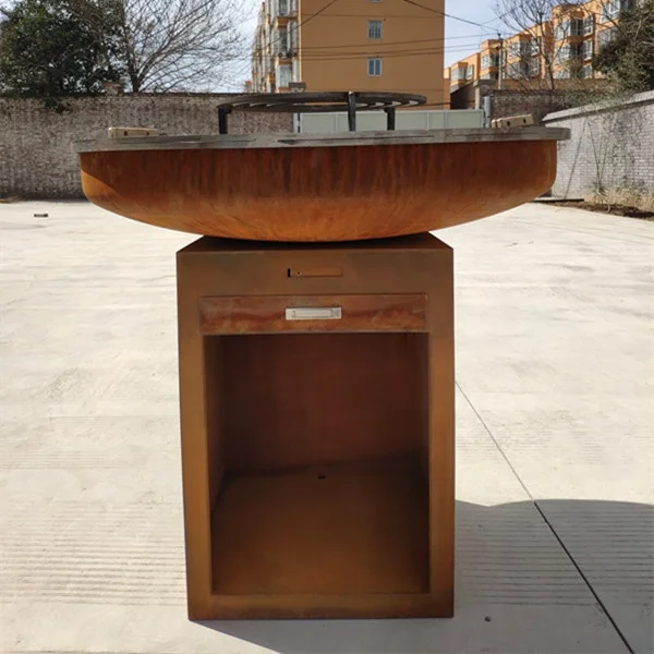 Outdoor wood burning bbq stove   Garden Corten Steel charcoal barbecue  Backyard  Kitchen wood fireplace bbq grill