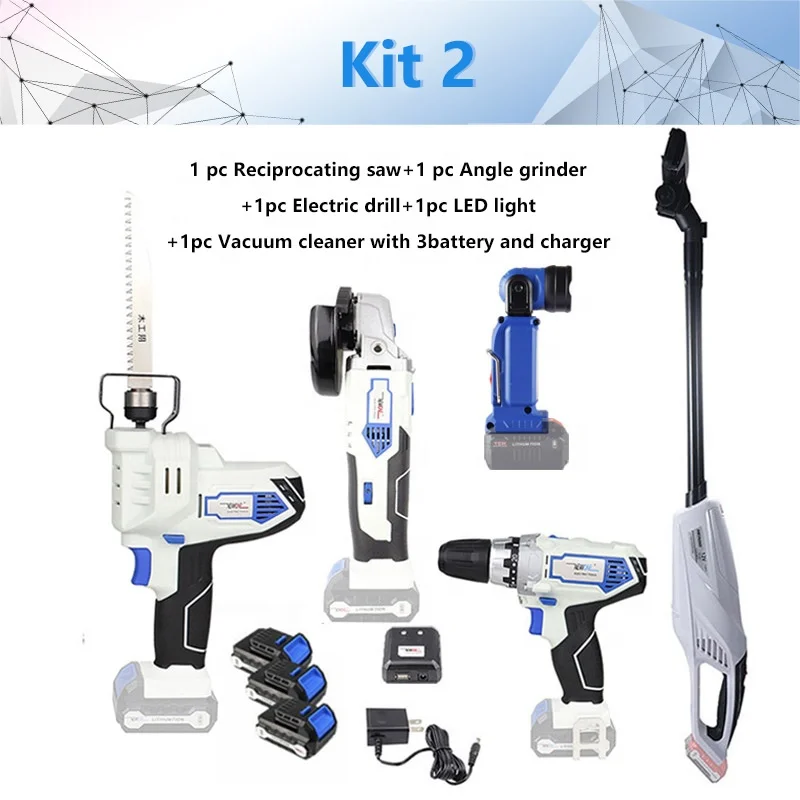 NEWONE 12V Cordless Combo Kit Lithium-Ion Drill Electric with Grinder Grinding for DIY Home Power Tool Sets