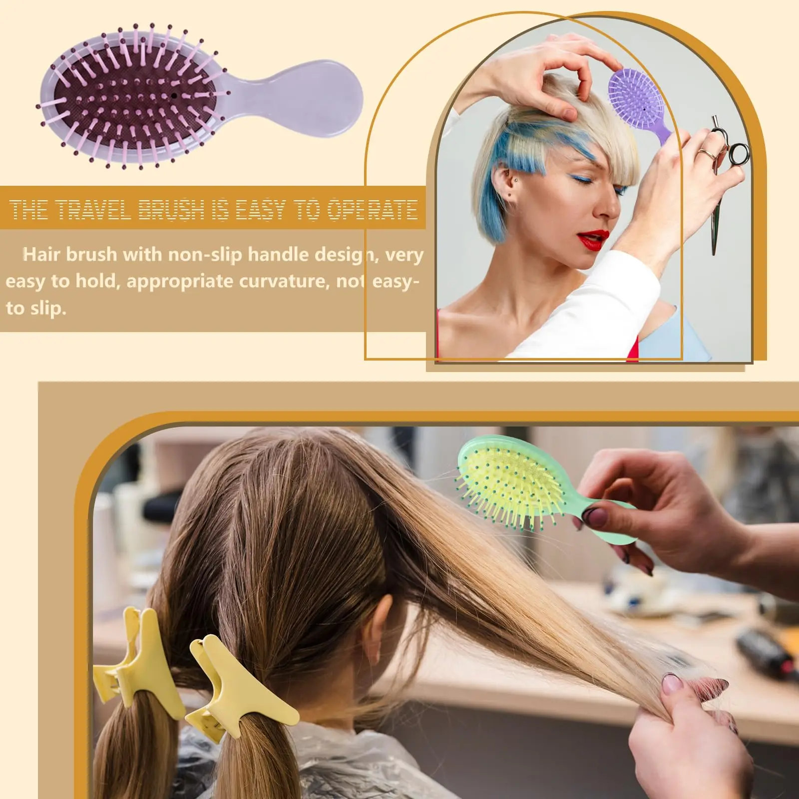 Mini Travel Hair Brush Colorful Detangling Hair Brush Small Cute Logo Print Hair Combs For Kids