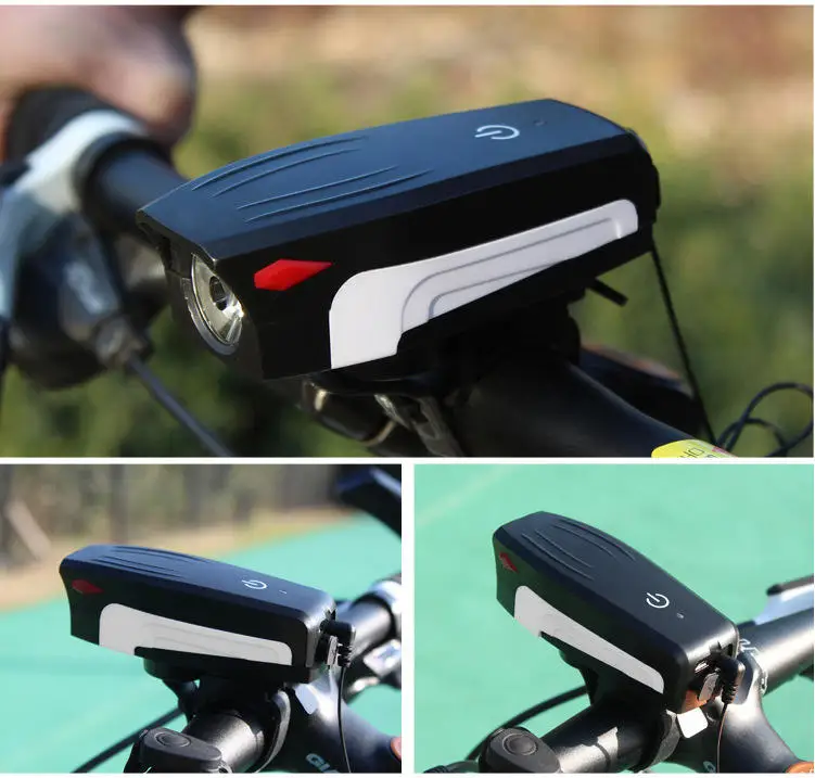 Xunting Rainproof  Safety Warning Light USB Charge 5 Modes Switch Bicycle Horn Headlight Bike Front Light