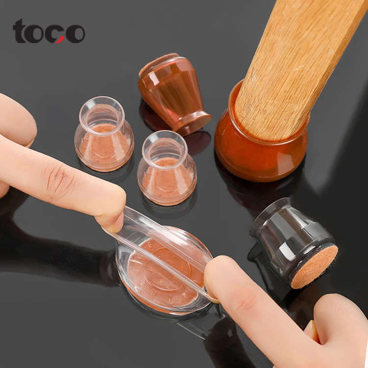 Toco Protectors Crochet Round Waterproof Table Feet Brown Stretch Soft Silicone Rubber Foot Non Slip Chair Leg Covers