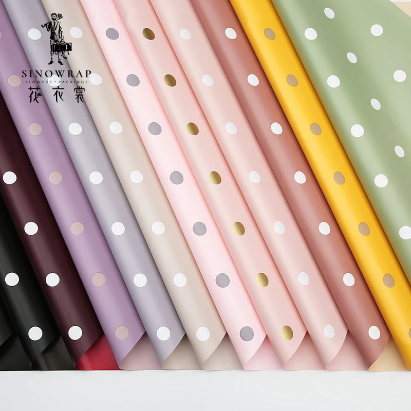 
60 x 60cm High Quality Dot Design Waterproof Plastic Flower Wrapping Paper 