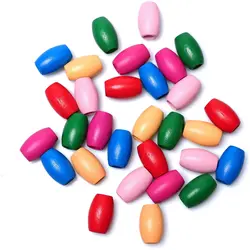 100g/bag Wholesale Loose Bead Pendant Colorful Wooden Oval Tube Beads for DIY Crafts