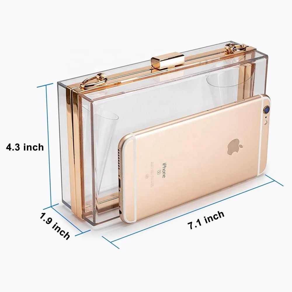 New Fashion Elegant Women Acrylic Evening Handbag Cross-Body Purse Bag With Gold Chain