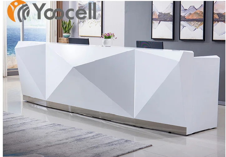 
Yoocell white polyhedron special design counter reception desk cash table for hair salon and beauty salon 