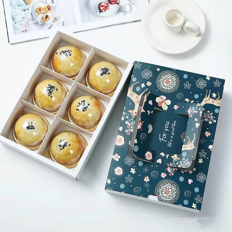 Caja de papel, оптовая продажа, красочная печать, картонная бумажная коробка для еды, складная коробка для маффинов и тортов с ручкой