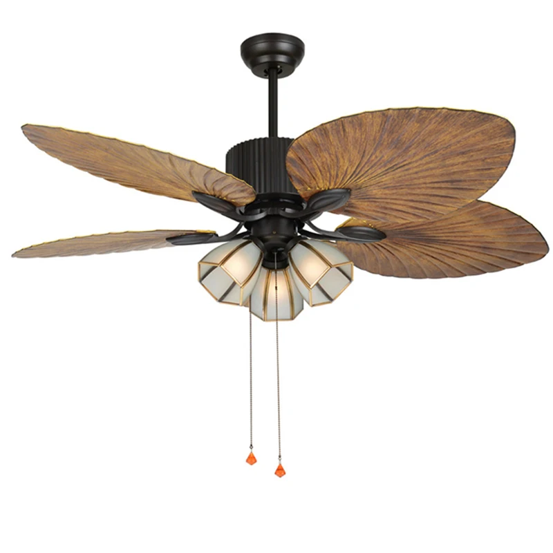 Fancy Tropical Vintage 5 Big Leaves Blade Kdk High Air Rustic Ceiling Fan With Light Kits Chandelier cheap ceiling modern fans