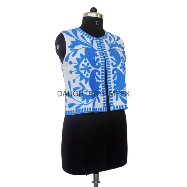 Bohemian Vintage Suzani Vest Jacket For Women Cotton Indian Embroidery jackets Ethnic Inspired Party Wear Open Front Suzani Vest