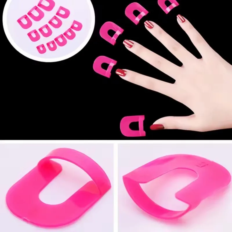 26Pcs Nail Polish Anti Flooding Plastic Clip Reusable U-Curve Nail Polish Anti-Overflow Protector