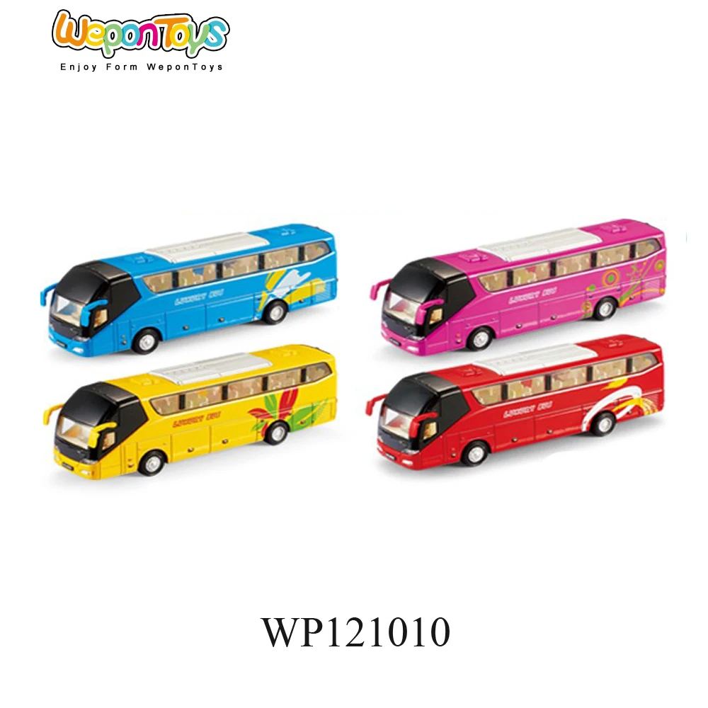 new style pull back diecast bus model with sound and light open door die cast bus