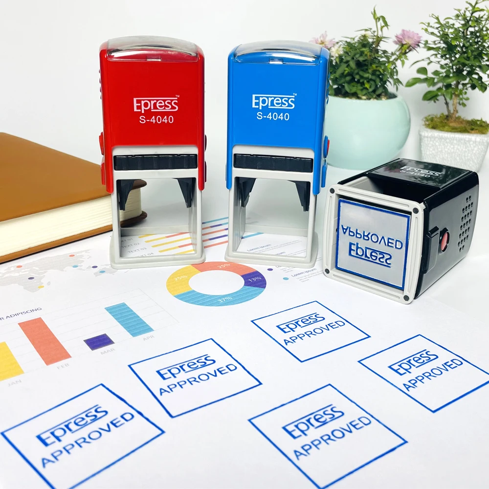 Custom Various Imprint Sizes and Shell Colors Available Office Rubber Self Inking Stamp