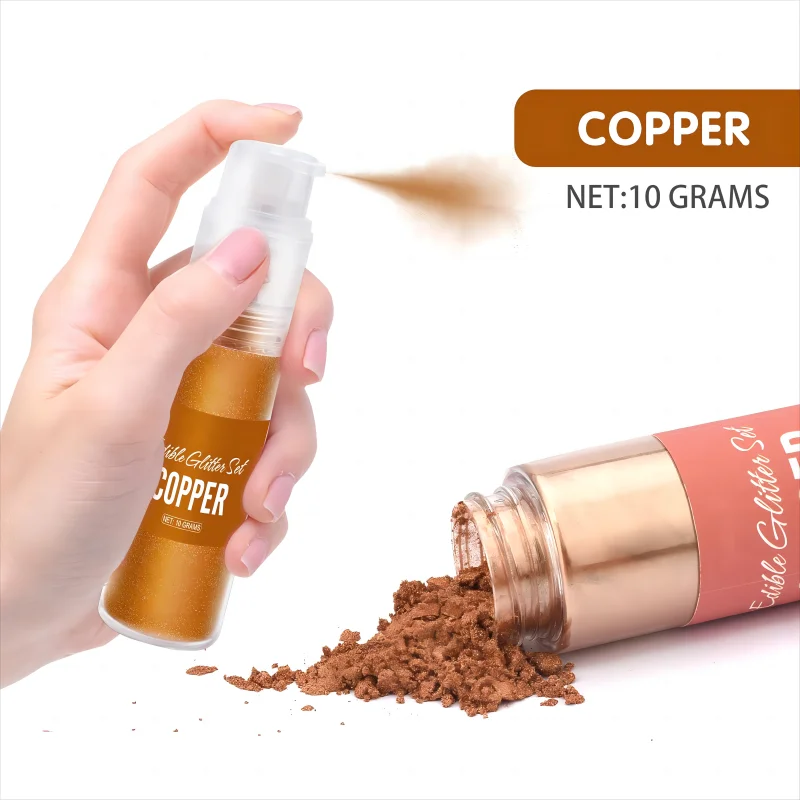 EU Approved E171 Free Copper Edible Luster Dust Metallic Food Grade Coloring Glitter for Drinks Cake Decorating