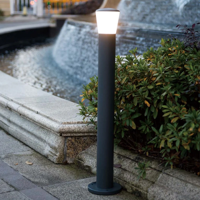 Factory E27 modern aluminium landscape park outdoor ip44 garden lamp villa led lawn light 50cm 60cm height bollard light
