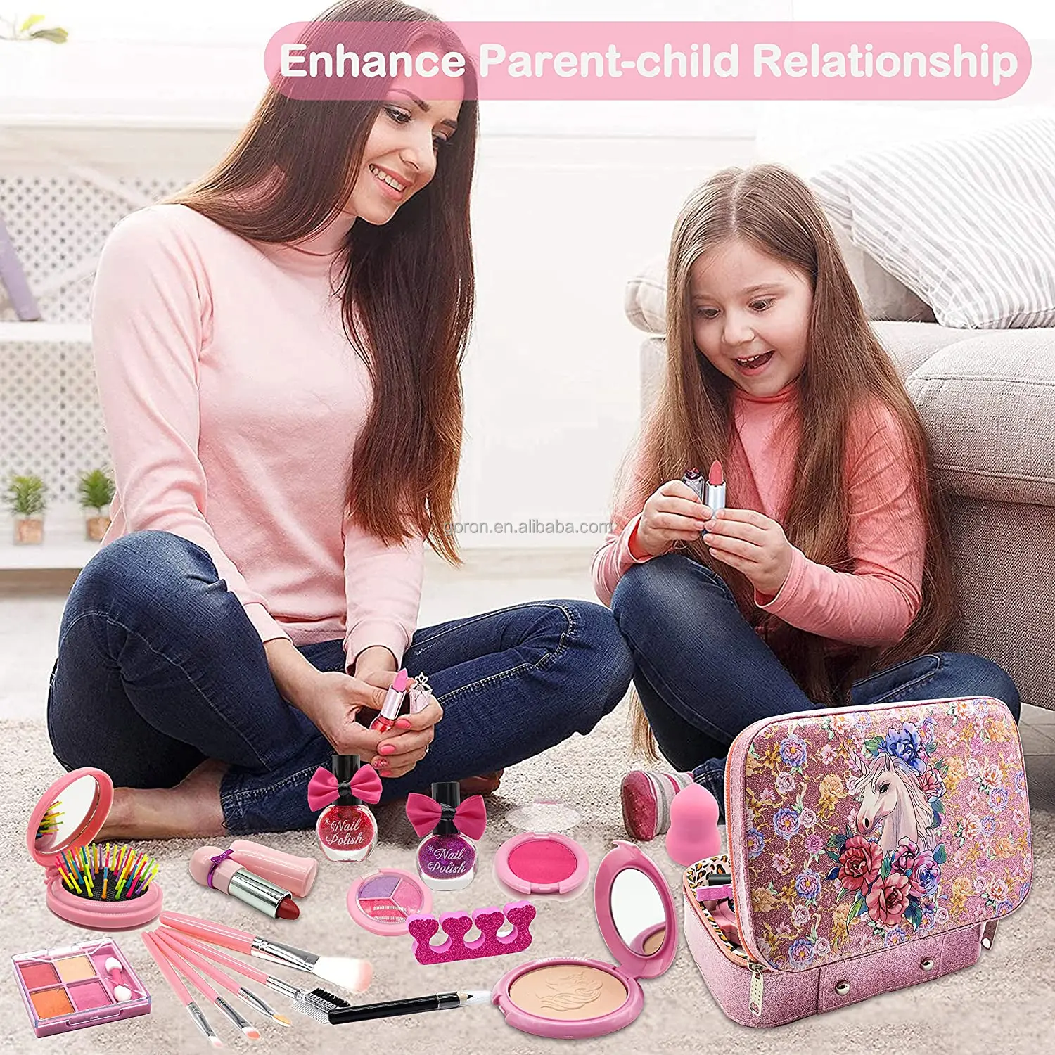 Girls birthday gifts safe non-toxic washable kids pretend play make up kit professional set