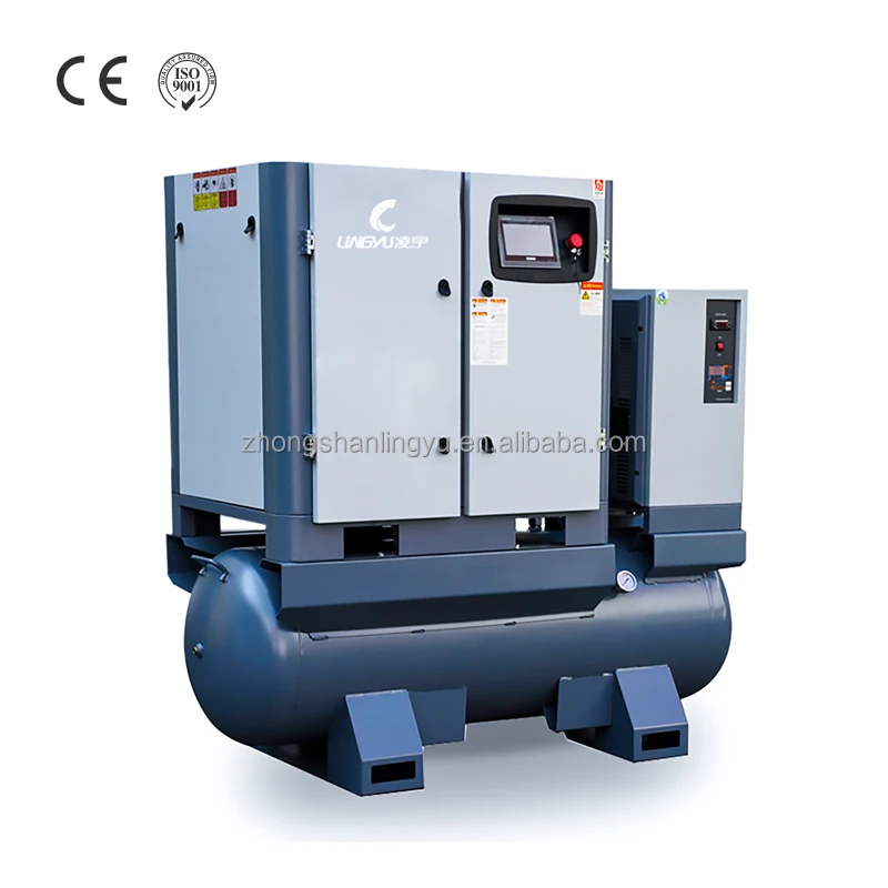 Belt Driven Refrigeration Chinese screw movable integrated air compressor with tank dryer and filters