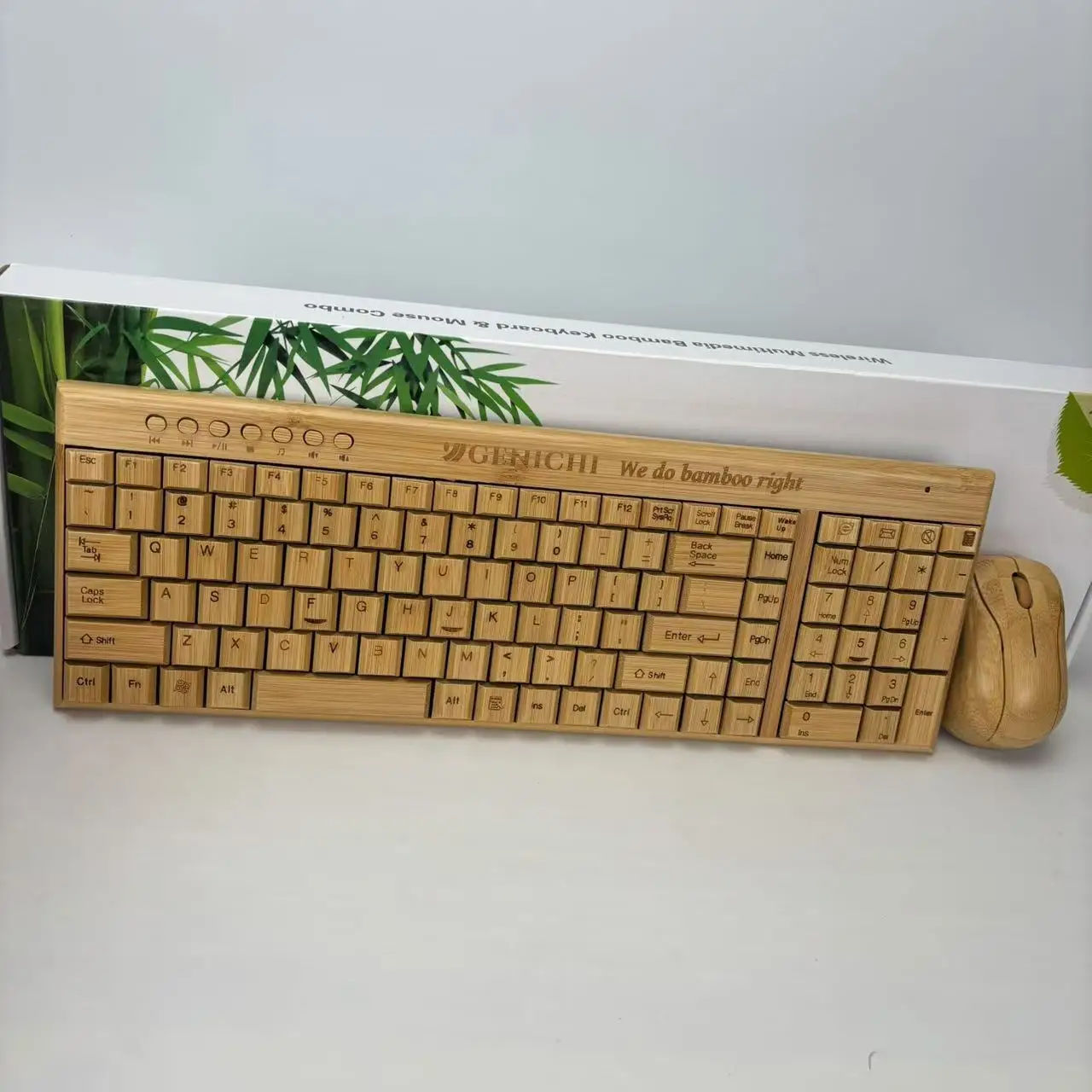 High Quality Cheap Promotional Gift Fashion Wireless Usb Wooden Bamboo Keyboard and Mouse Set