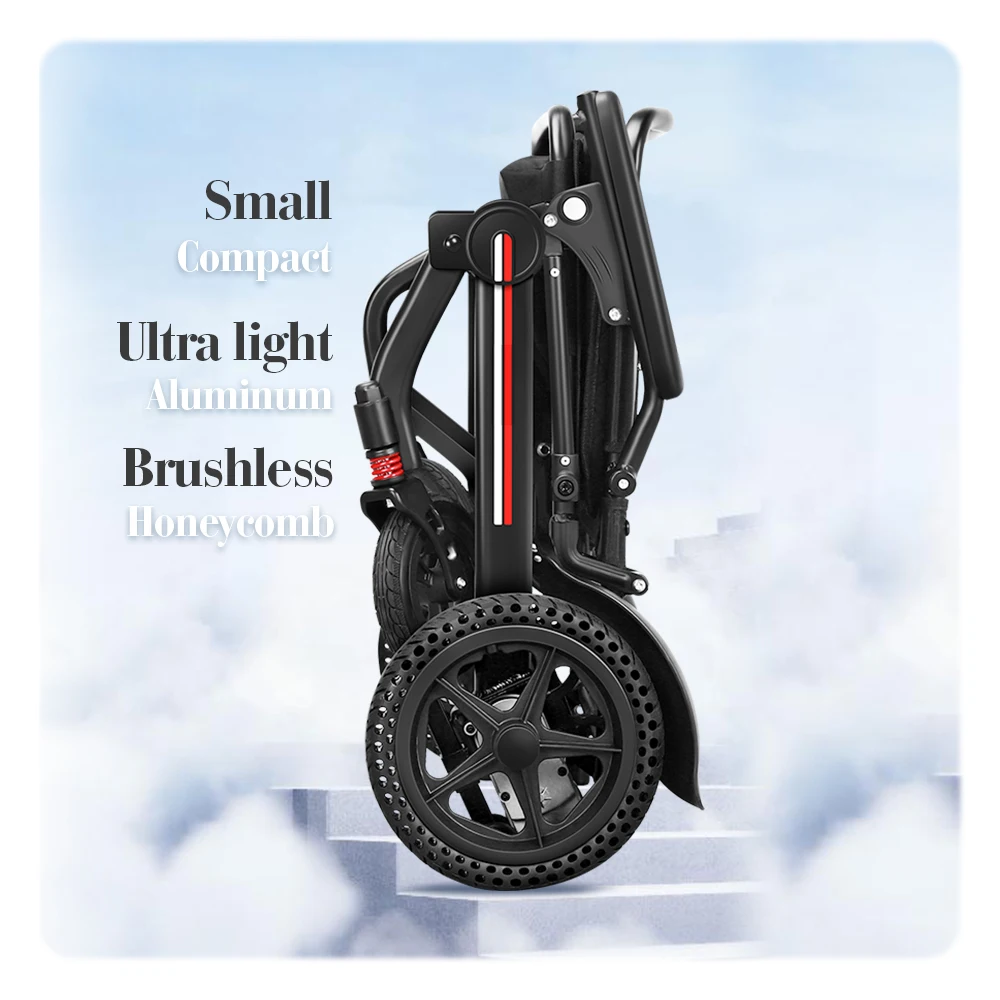Ultra Light Brushless Electric Wheelchair Cheap Travel Portable Folding Foldable Lightweight Electric Wheelchair