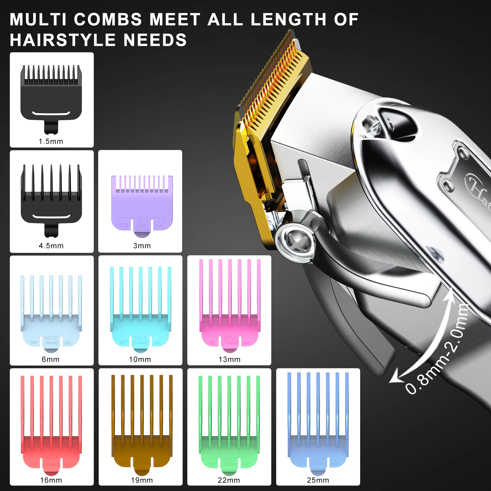 Hatteker All Metally Hair Clippers Professional Hair Trimmer Rechargeable Haircut Machine