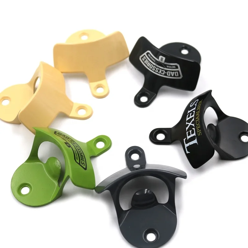 Высококачественный цветной настенный Открыватель для бутылок из цинкового сплава с лазерным логотипом на заказ