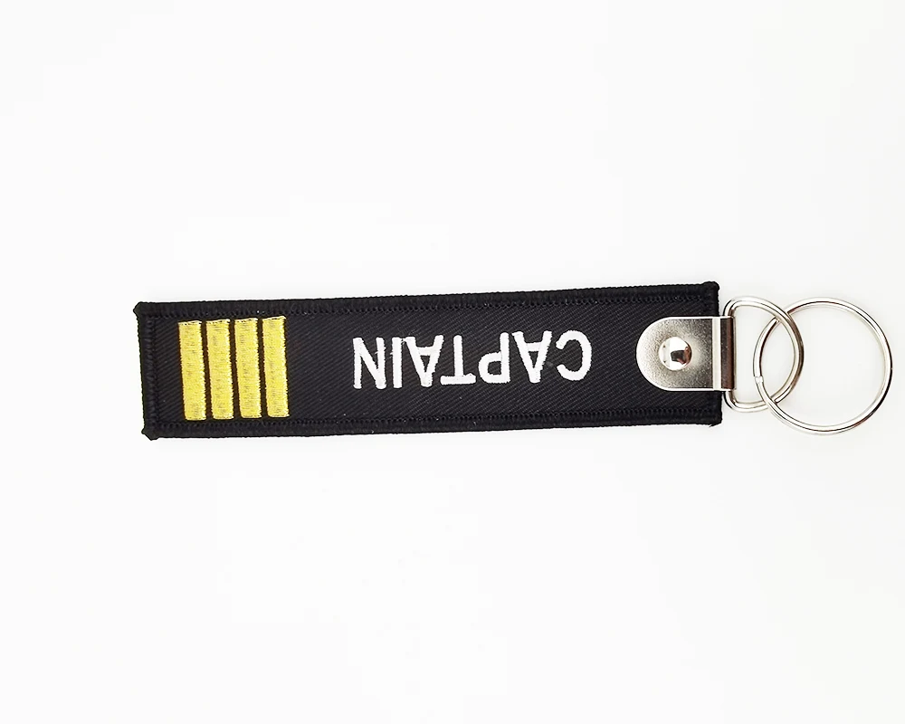 Newest Custom Lanyard Fabric Keychain Move Flight  Embroidery Key Chain Crew Embroidered jet Key Tag For Car Motorcycle