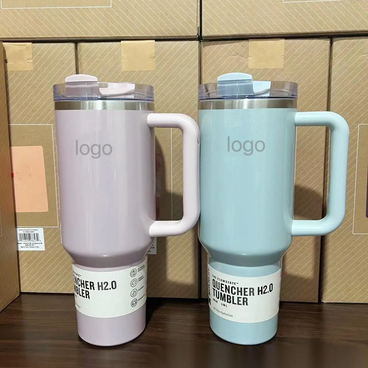 Custom 40oz Double Wall Vacuum Insulated Thermos Cup With Handle Lid Stainless Steel Car Thermos Straw Coffee Cup Drink Bottle