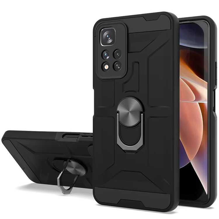 For Xiaomi Redmi Note 11 Pro Case Luxury Armor Soft Shockproof Magnetic Metal Ring Case for Redmi 10C 10 pro Car Holder Cover