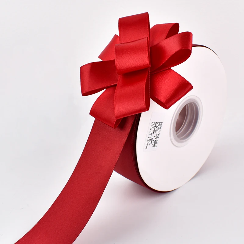 Double Faced Gift Ribbon Bow 3-100mm 100 Yards Ribbon Roll Red Satin Ribbon For Bows