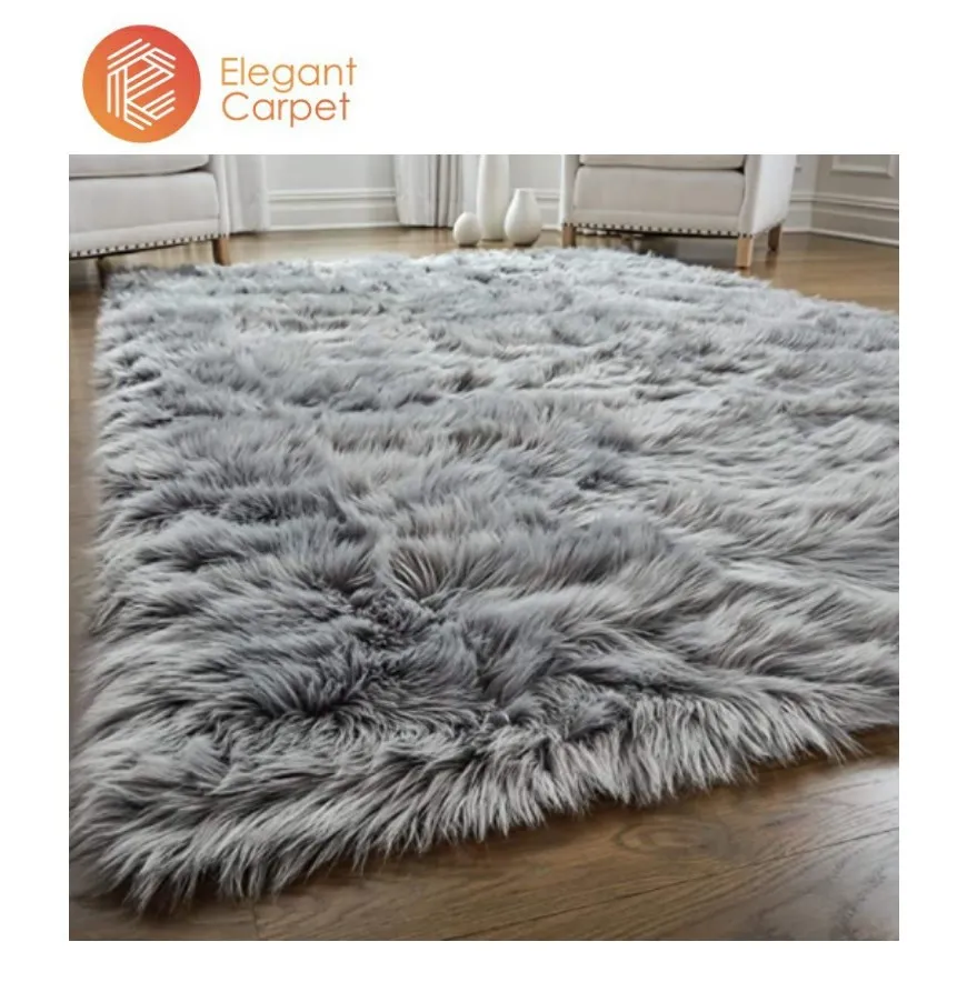Furry faux fur sheepskin rug floor carpet