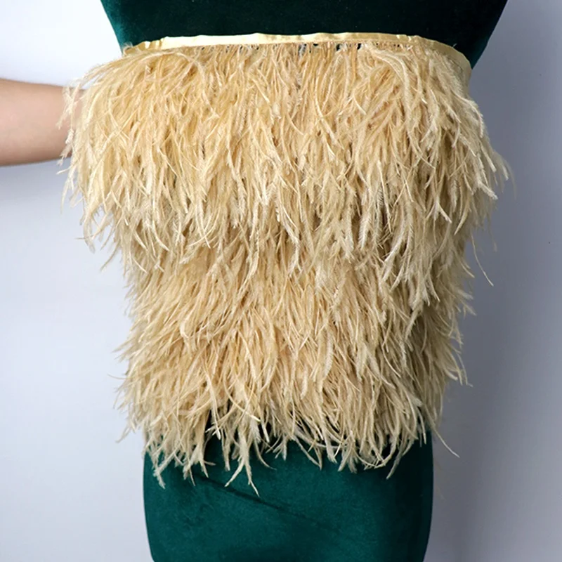 Wholesale 10-13cm Natural 2ply Ostrich Feathers Trim Fringe For Clothes Accessories Trimming
